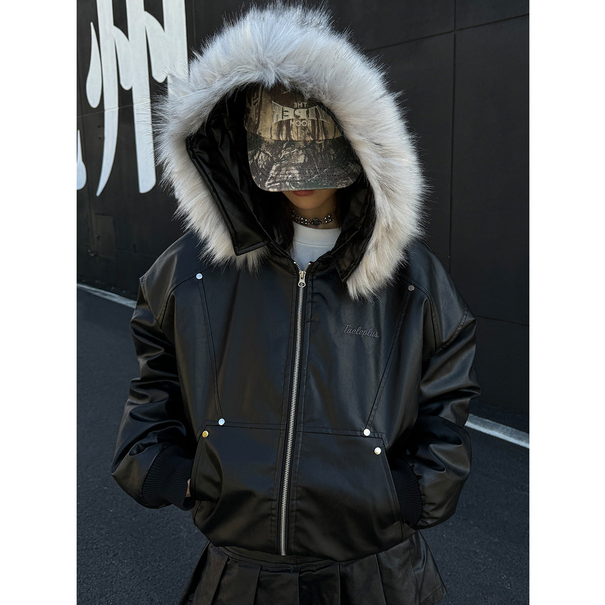 Leather jacket jacket with cotton clip
