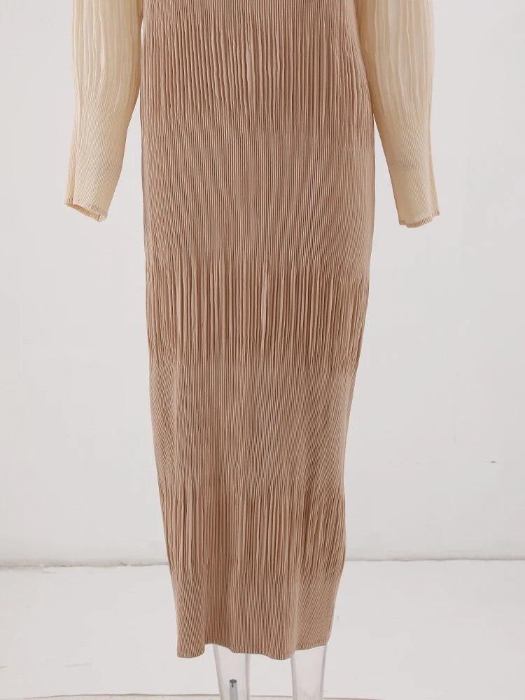 Women's clothing with high-end European and American temperament, lantern sleeves, loose and elegant dresses, long dresses without belts