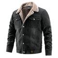 Denim jacket with plush and thick coat for men's casual denim jacket