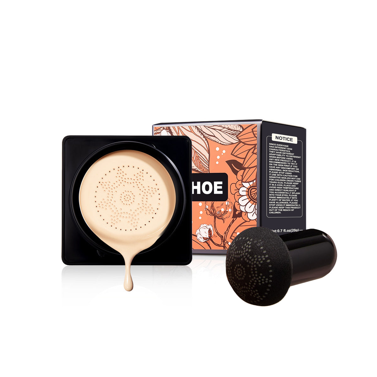 EELHOE Magic Mat Powder Puff, Invisible Pore Ivory White Natural Color With Mushroom Air Cushion On Makeup Base