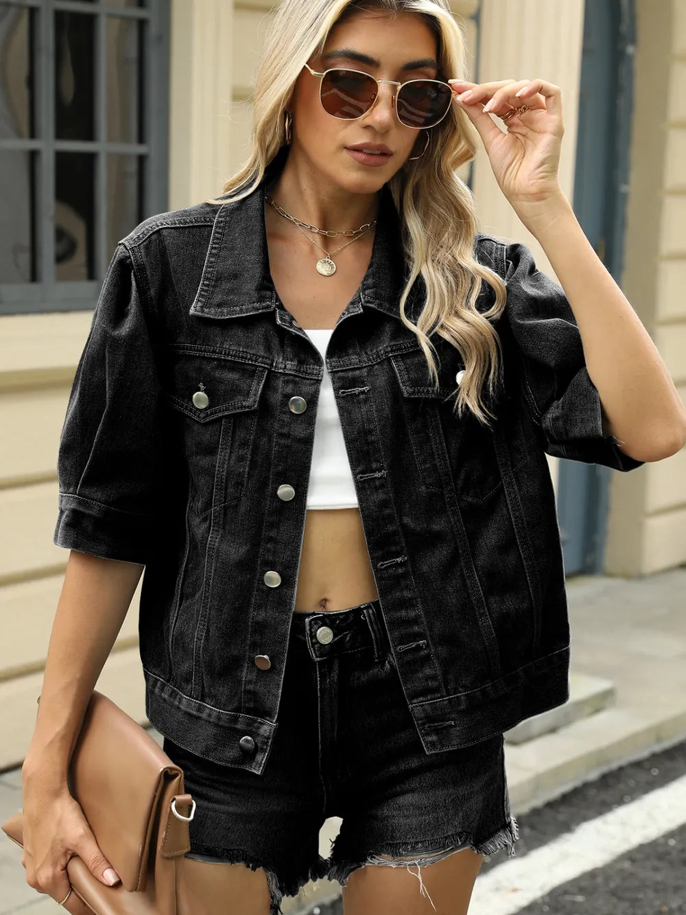 Button Down Washed Denim Jacket