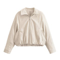 Collar imitation leather jacket