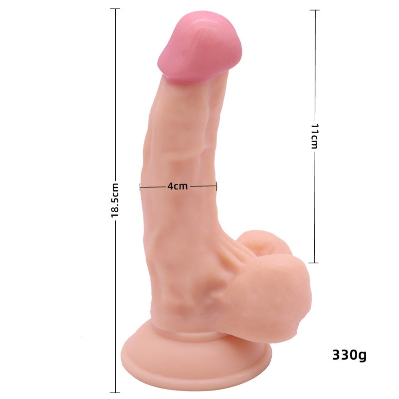 Flesh-colored simulation penis strong sucker swing AV manual vibrator bend fake penis adult fun