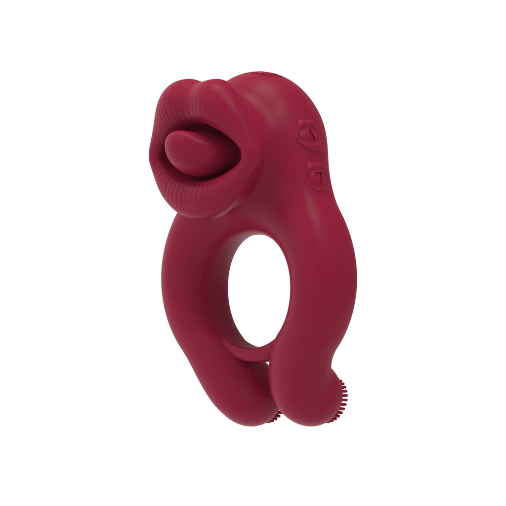 Three motor flirting couple sharing lock ring tongue vibration mini vibrator