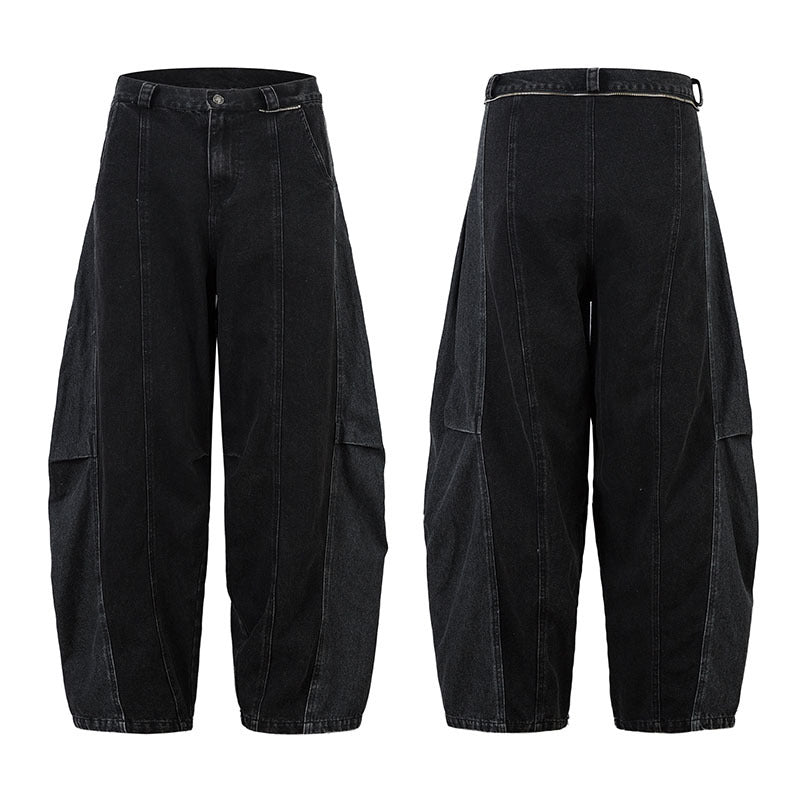 Men's Detachable Flap Denim Pants Trendy Vibe Loose Cargo Pants