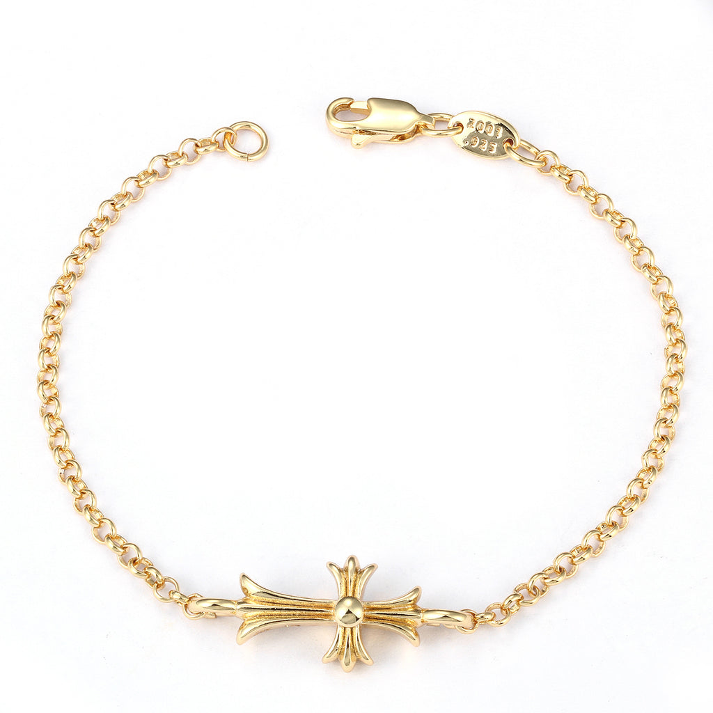 CH Retro Couple Bracelet Cross Dice Bracelet Full Rhinestones Ins Trendy Hip Hop Style Rhinestone Inlaid