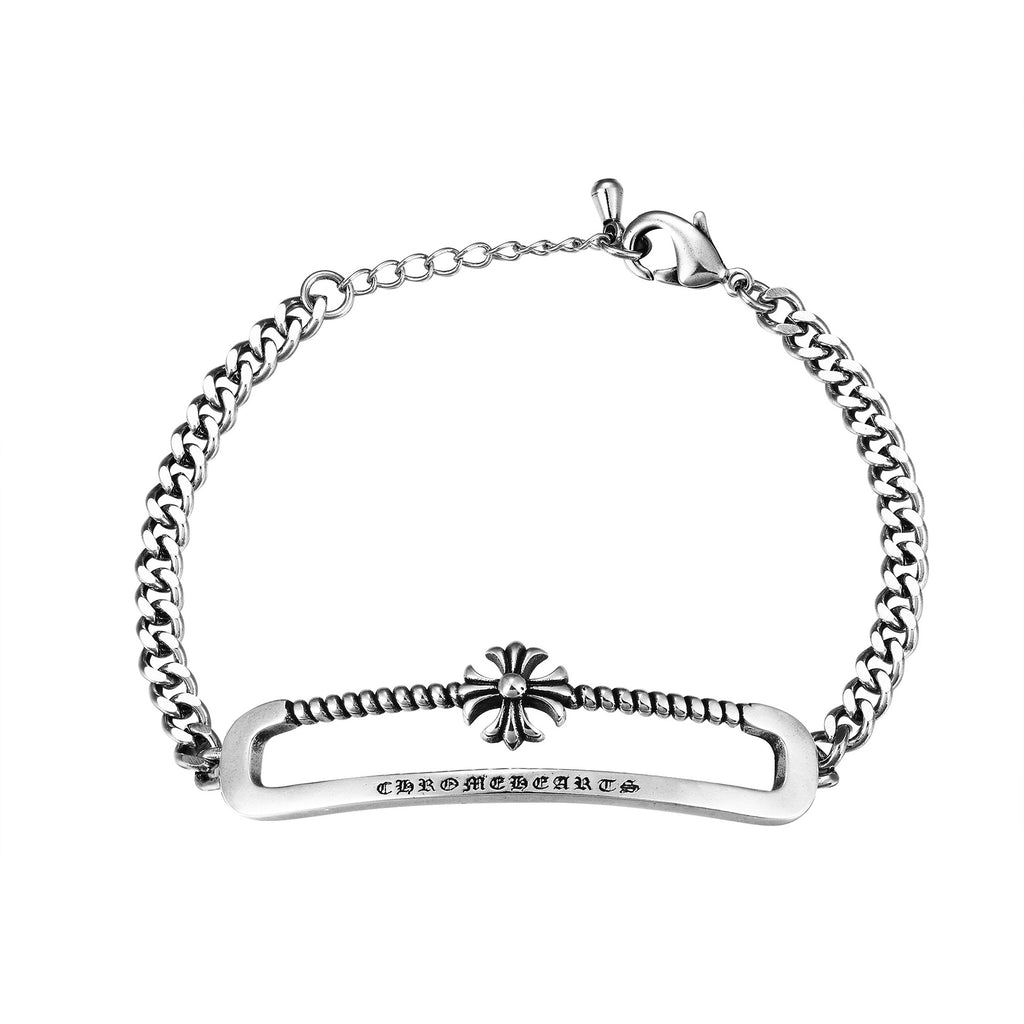 CH Retro Couple Bracelet Cross Dice Bracelet Full Rhinestones Ins Trendy Hip Hop Style Rhinestone Inlaid