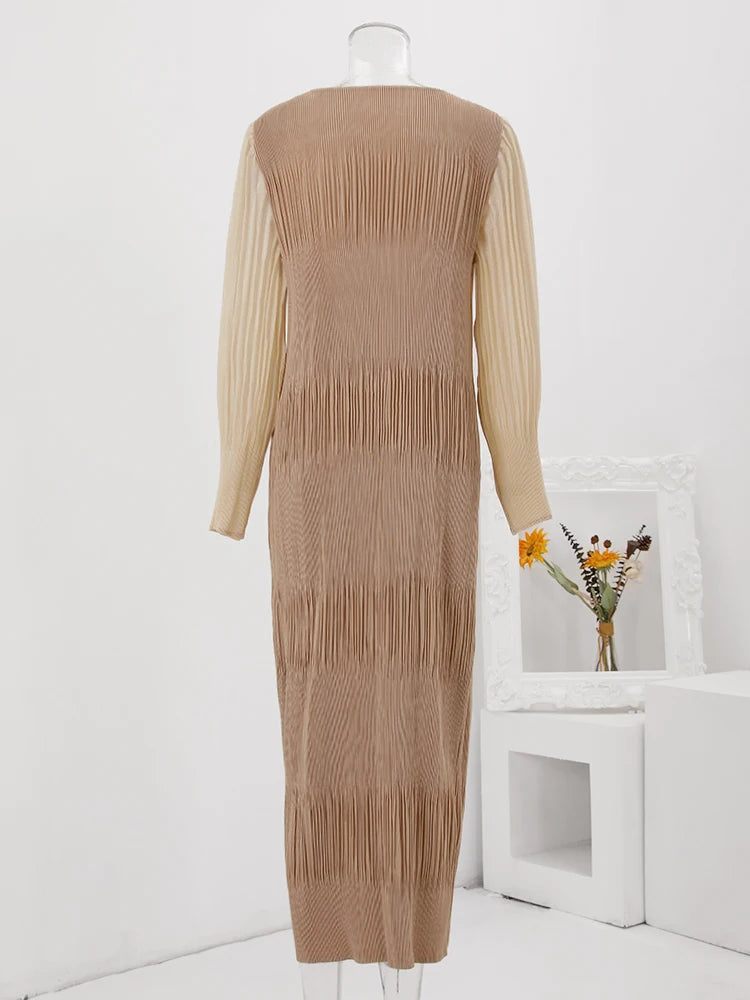Women's clothing with high-end European and American temperament, lantern sleeves, loose and elegant dresses, long dresses without belts