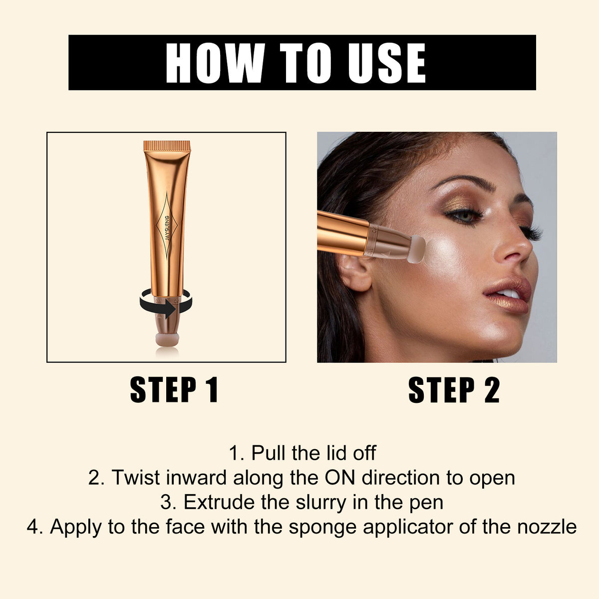 Jaysuing Multi-Functional Makeup Pen, Solid Liquid Contour Facial Blush Contour Highlighter Stick