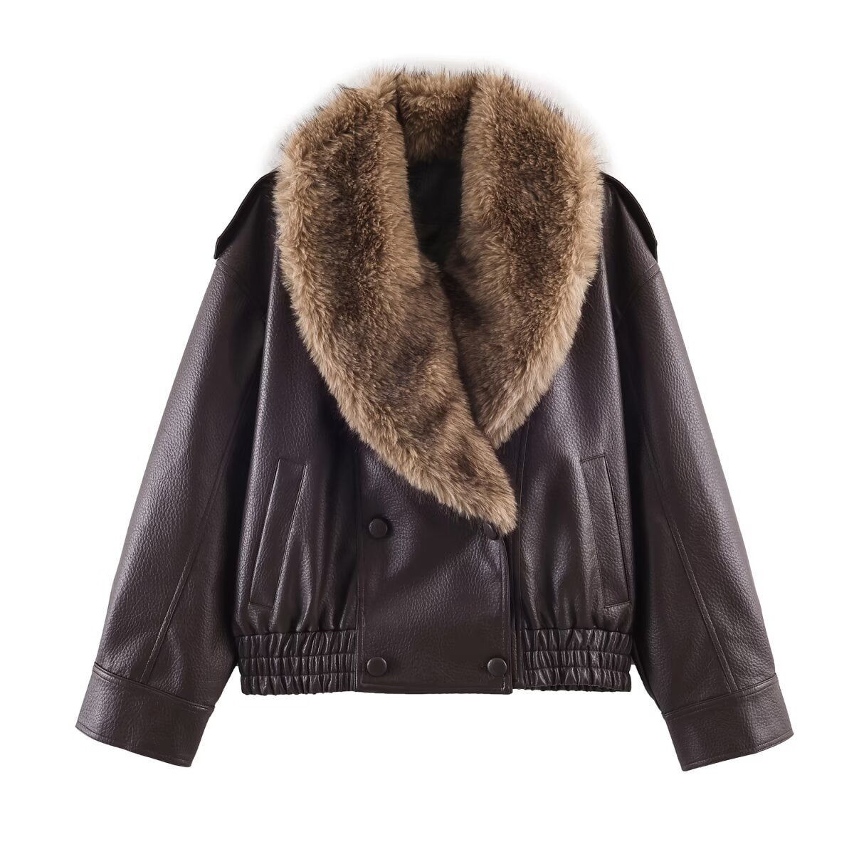 Detachable collar imitation leather jacket jacket