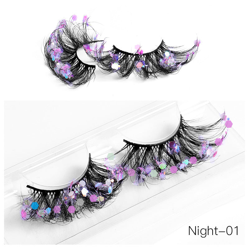 New Color Noctilucent Fried False Eyelashes Multi Layer Thick Cross Mink Like Eyelashes 8D FLUFFY