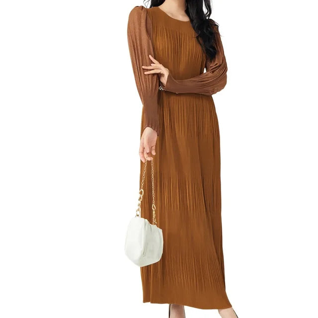 Women's clothing with high-end European and American temperament, lantern sleeves, loose and elegant dresses, long dresses without belts