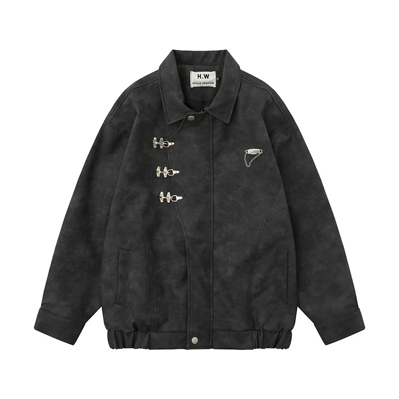 Imitation deer skin velvet lapel jacket