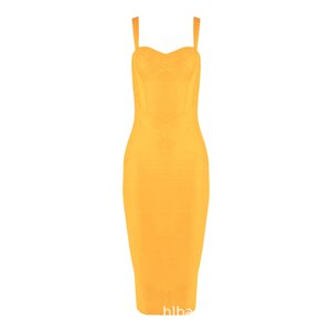 Women's  Dresses New Spaghetti Strap Midi Bandage V Neck Lady Runway Dresses