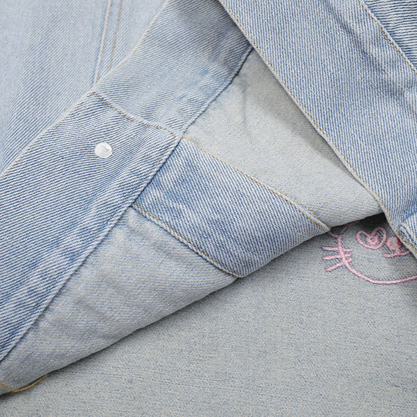 Kitten embroidered denim jacket
