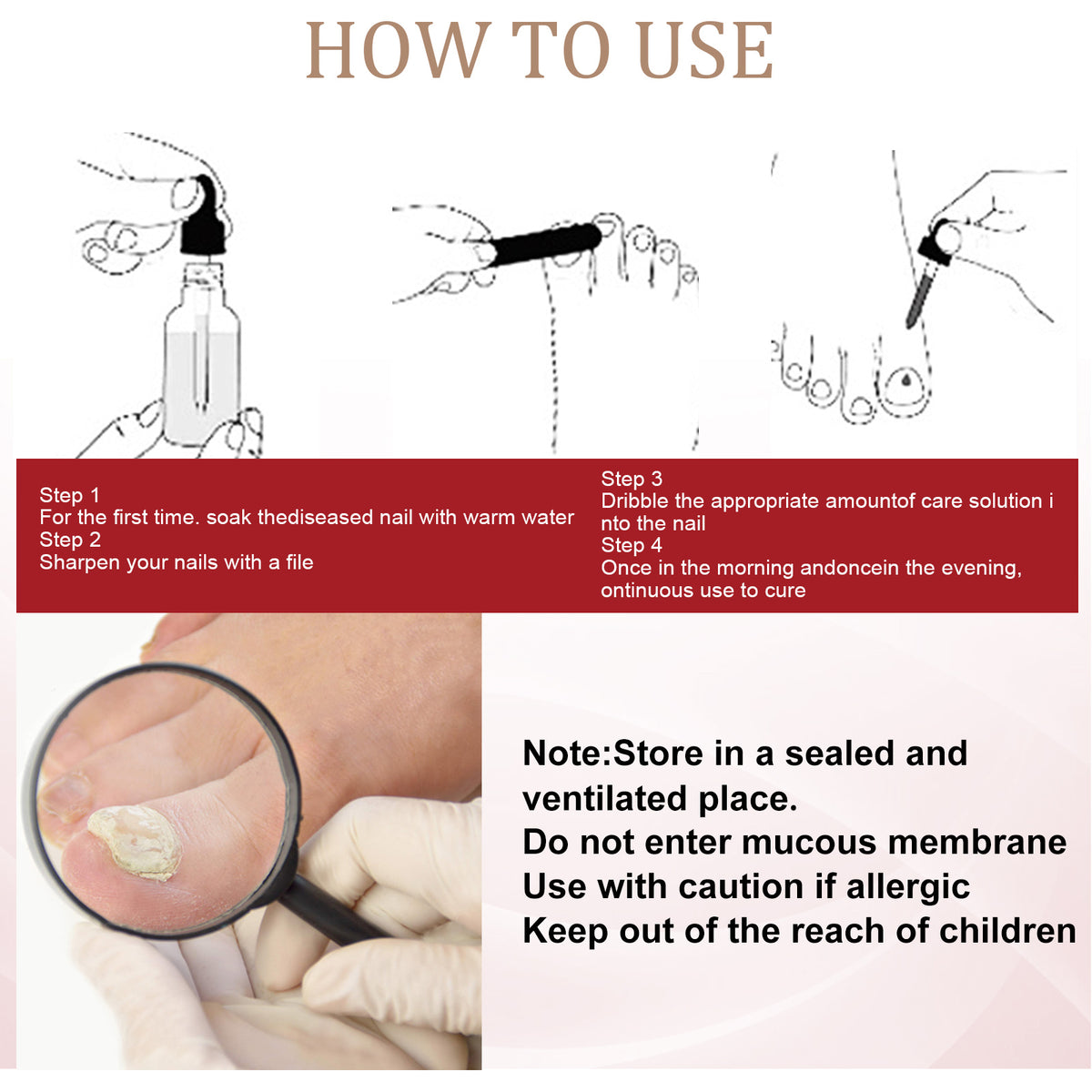 EELHOE Nail Repair Solution, Hands And Feet Nail Repair Moisturizing Clean And Remove Gray Nail Repair Solution
