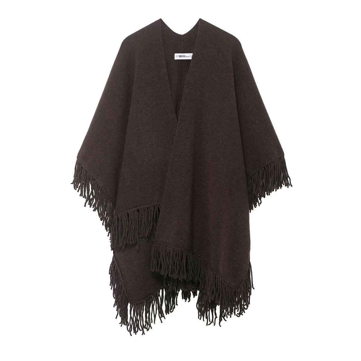 Tassel embellished knitted cloak jacket
