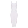 Women's  Dresses New Spaghetti Strap Midi Bandage V Neck Lady Runway Dresses