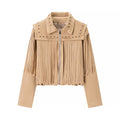 Women's Clothing Tassel Leather Jacket Imitation Suede PU Jacket Outerwear