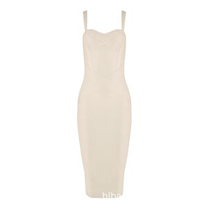 Women's  Dresses New Spaghetti Strap Midi Bandage V Neck Lady Runway Dresses