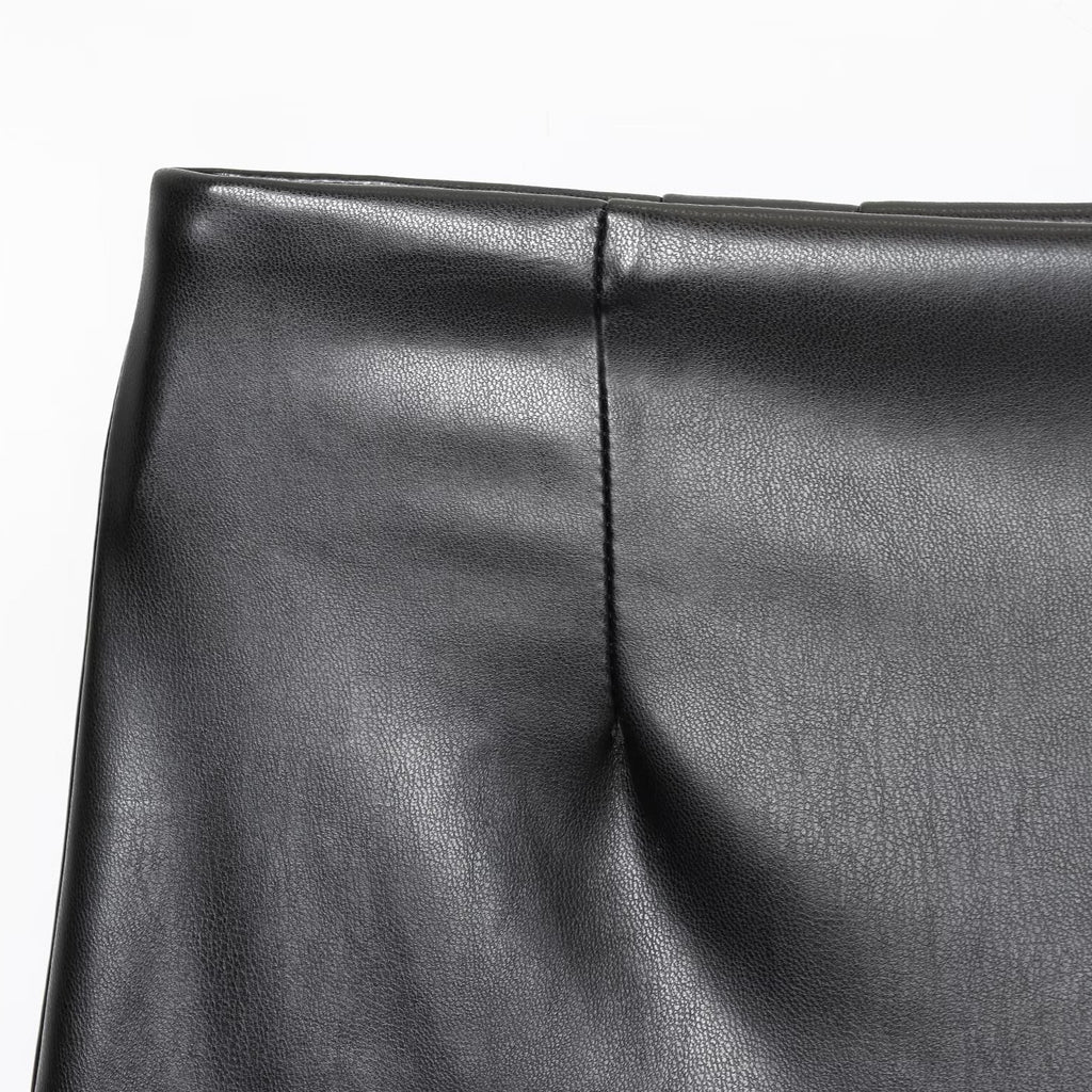 Street imitation leather high waisted shorts