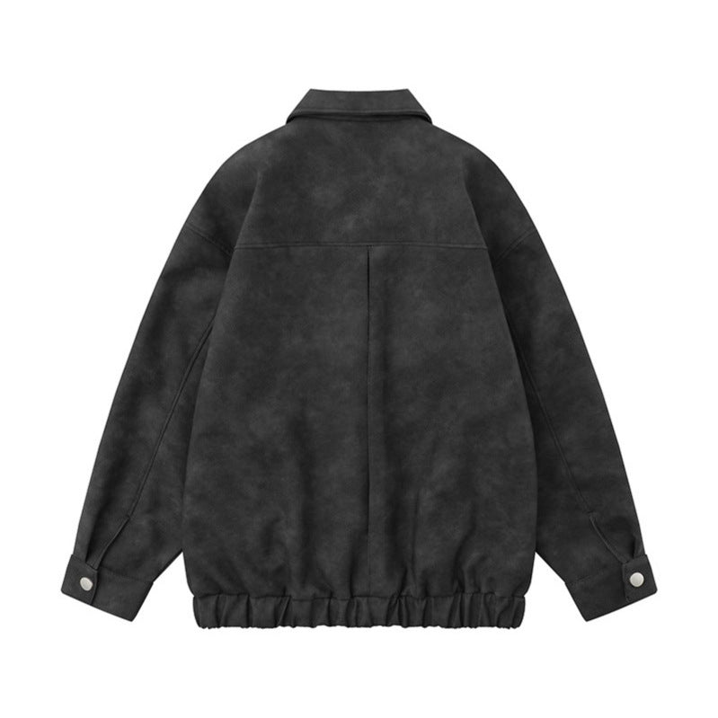 Imitation deer skin velvet lapel jacket