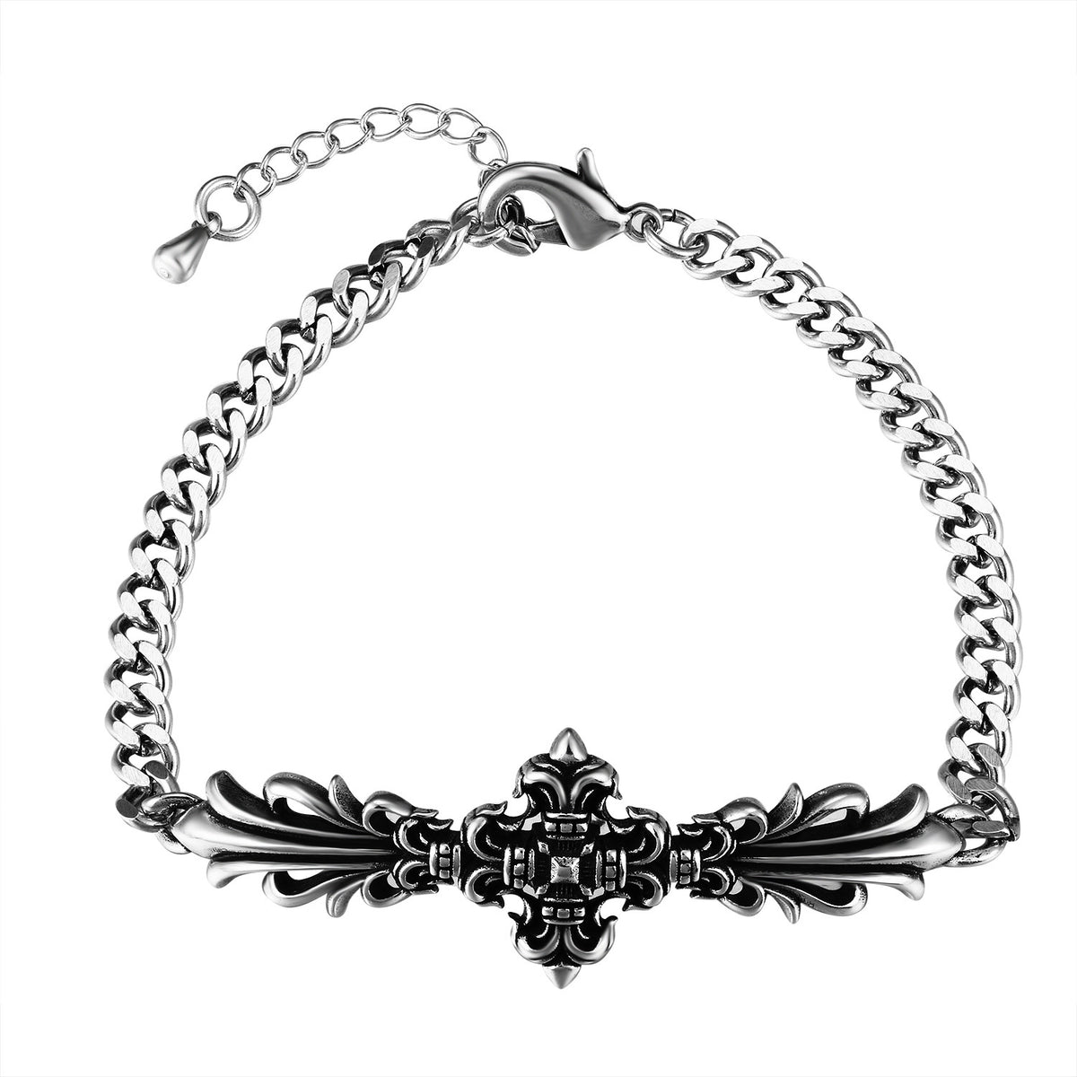 CH Retro Couple Bracelet Cross Dice Bracelet Full Rhinestones Ins Trendy Hip Hop Style Rhinestone Inlaid