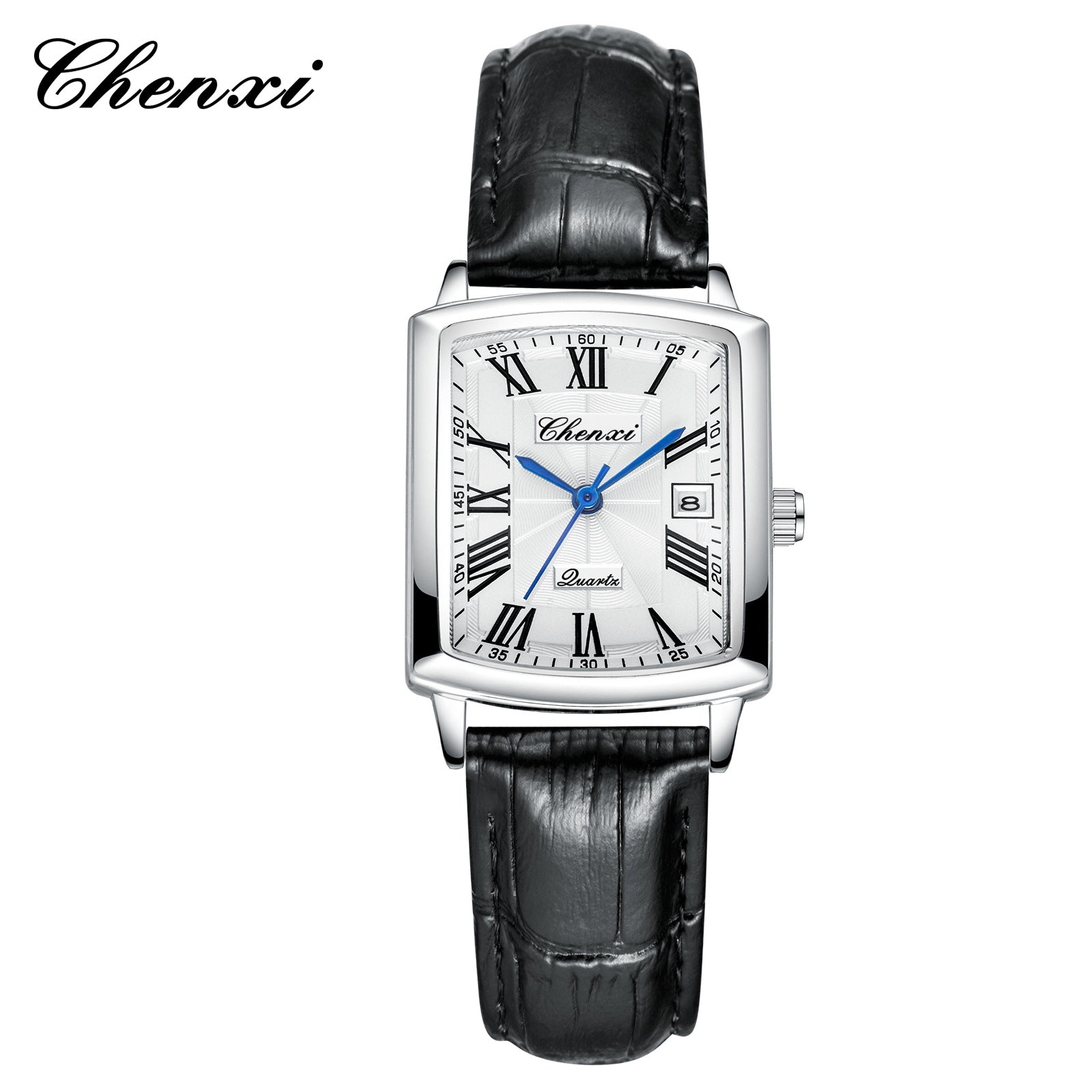 Casual Couple Watch, Morning Light Brand, Calendar Quartz Watch, Simple Square Design for Men and Women, Leather Strap