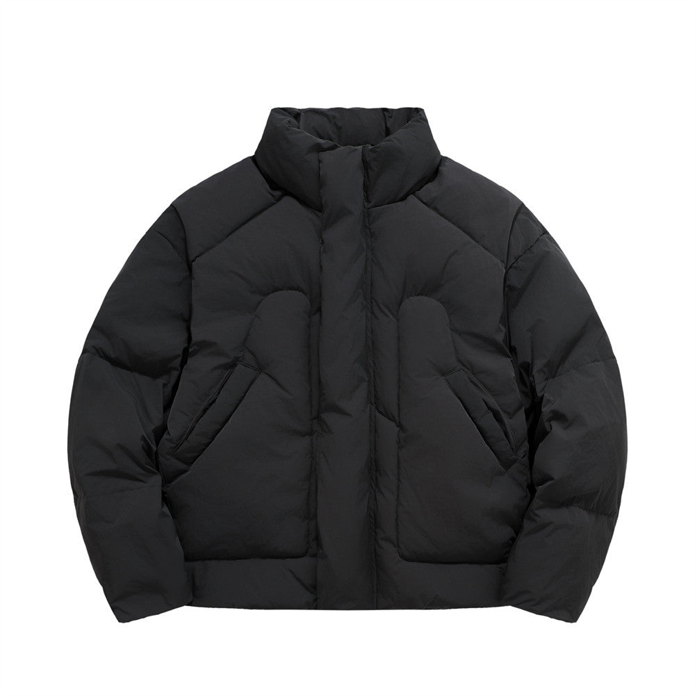 Thick semi high neck cotton jacket