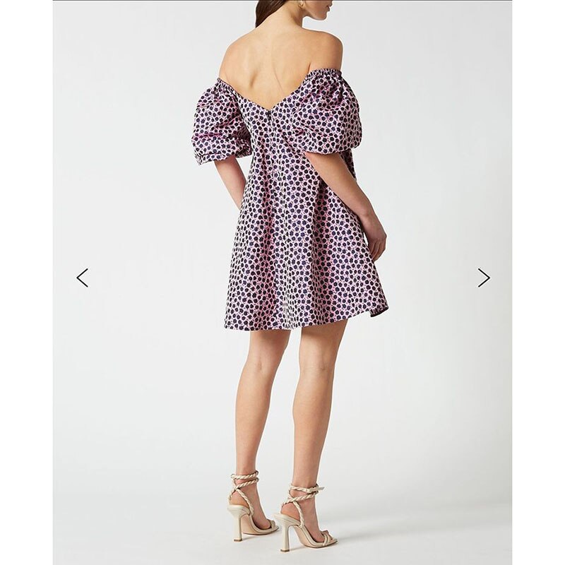 Women's Bubble Short Sleeve Purple Floral Dresses
