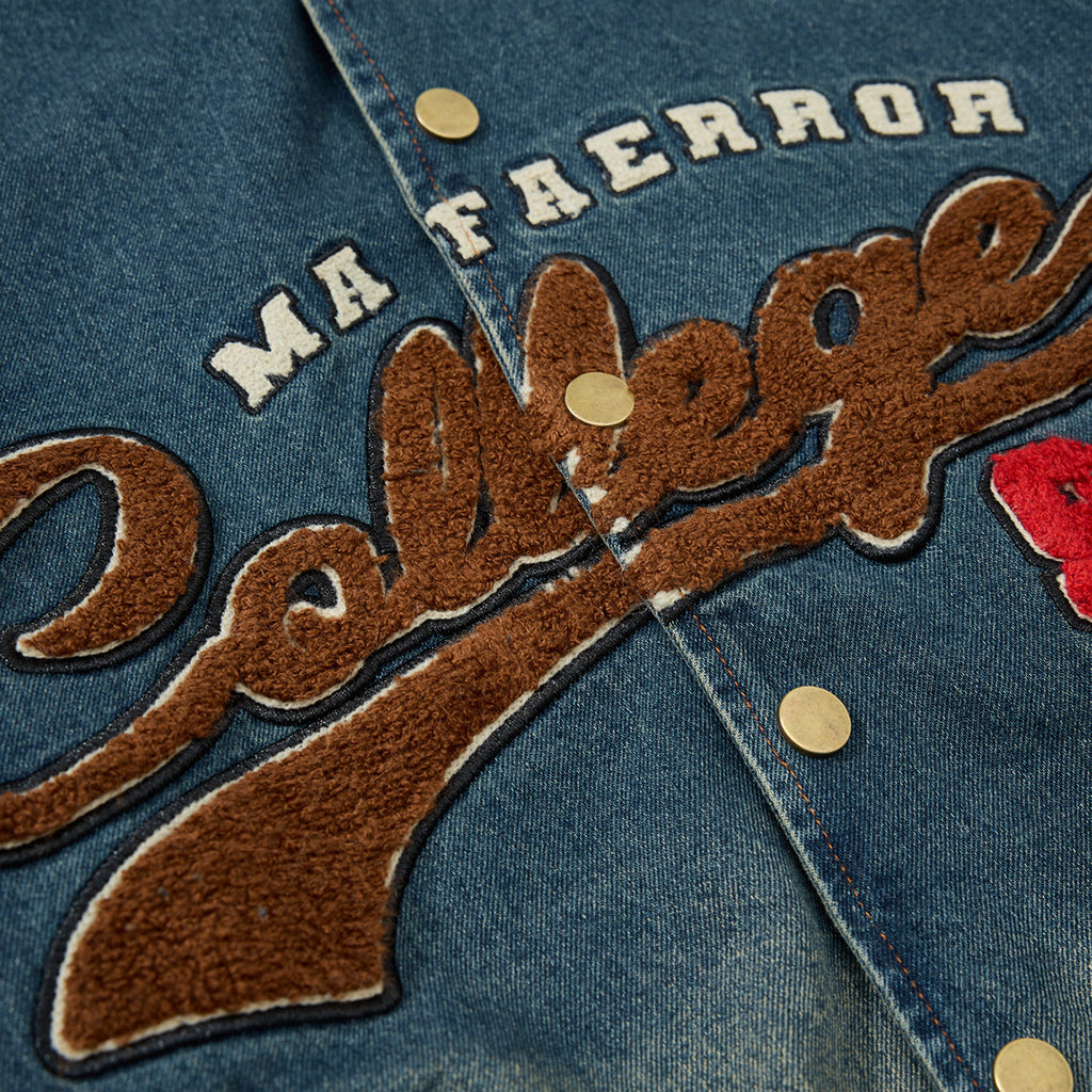Embroidered denim jacket baseball jacket