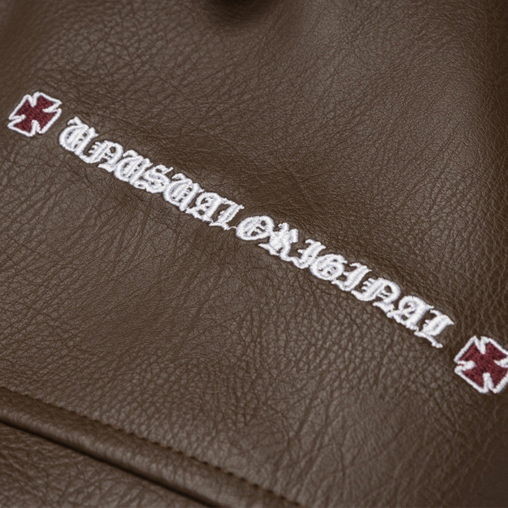 Collar PU leather jacket