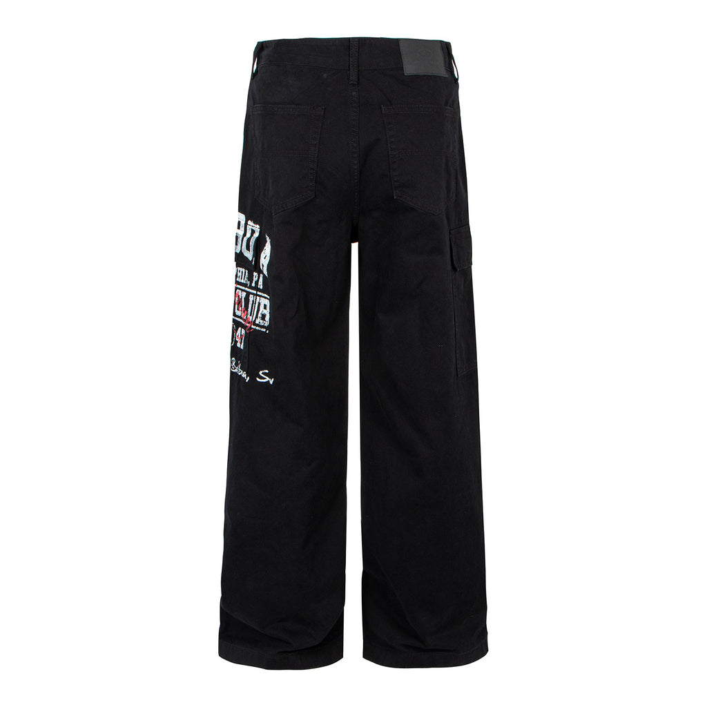 Retro Printed Cargo Pants, Simple Design, Straight Leg Casual Trousers