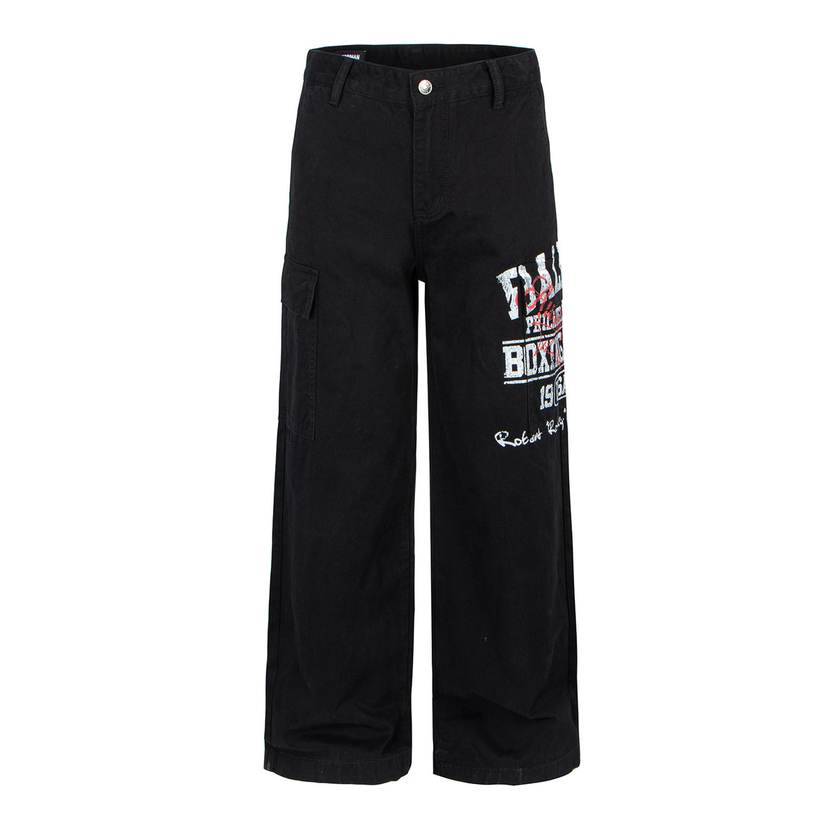 Retro Printed Cargo Pants, Simple Design, Straight Leg Casual Trousers