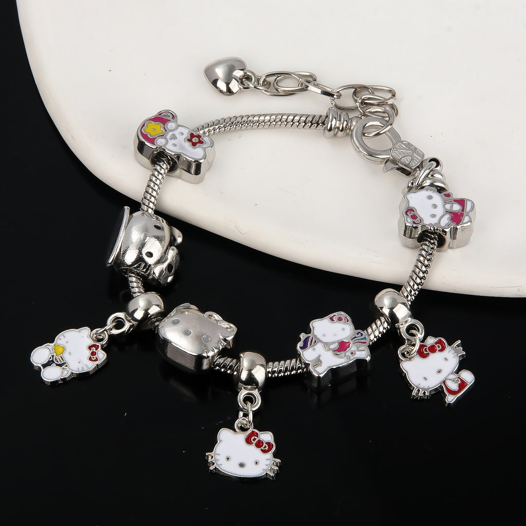 Cute Kitty Cat Bracelet Anime Girl Student JK Best Friend Birthday Gift Cartoon DIY Bracelet
